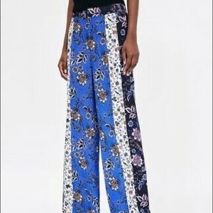 ZARA PATCHWORK PRINT TROUSERS PANT NWT sz M